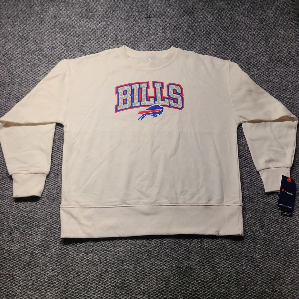 Fanatics Buffalo Bills Womens Cream Leopard Print Graphic Sweatshirt Large NWT